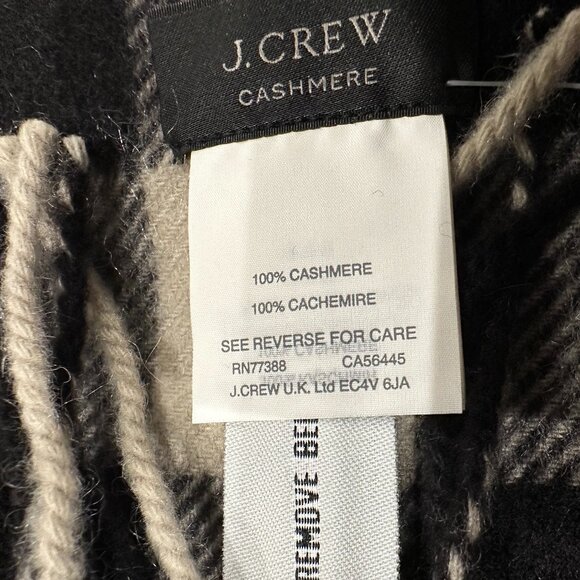 64x12 J Crew Cashmere Navy Blue Buffalo Check Plaid Scarf Wallace Barnes 2015 - Picture 5 of 5